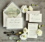 WEDDING INVITATIONS vintage lace/ rustic lace Personalized ivory Wedding invitations Vintage Lace Invites Sage green 18