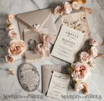 HOCHZEITS EINLADUNGEN vintage Spitze / rustikale Spitze Personalisierte Goldene Hochzeitseinladungen Vintage Spitze Einladungen Beige45