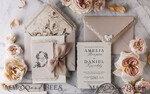 HOCHZEITS EINLADUNGEN vintage Spitze / rustikale Spitze Personalisierte Goldene Hochzeitseinladungen Vintage Spitze Einladungen Beige45