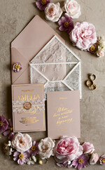 HOCHZEITS EINLADUNGEN vintage Spitze / rustikale Spitze Schnürsenkel-Hochzeitseinladungen mit doppeltem Umschlag Blush & Gold Hochzeitseinladungsset13