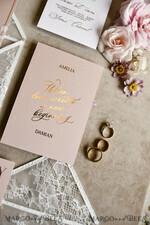 HOCHZEITS EINLADUNGEN vintage Spitze / rustikale Spitze Schnürsenkel-Hochzeitseinladungen mit doppeltem Umschlag Blush & Gold Hochzeitseinladungsset13