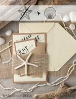 WEDDING INVITATIONS passport to love/ beach wedding invites  Beach Wedding invitations starfish burlap belly band  Wedding Invites destination wedding Cards with  pearls6