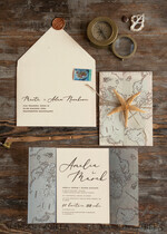 WEDDING INVITATIONS passport to love/ beach wedding invites  Beach Wedding invitations Vellum wrapping Wedding Invites with Old Map Starfish wedding Cards 5