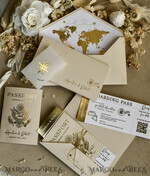 HOCHZEITS EINLADUNGEN Pass zur Liebe / Strandhochzeits-Einladungen Goldbeige Pass Hochzeitseinladung, goldene Hochzeitskarten Boarding-Pass, maßgeschneiderte Reise-Pass Hochzeitseinladungen im Ausland, Hochzeitskarten für das Reiseziel Griechenland, Reise-Karten Hochzeitspapeterie, Weltkarte8