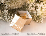 RINGTRÄGERBOXEN & KISSEN Klarer Gold-Acrylringbox Ringbox für die Hochzeitszeremonie 3 Ringe, Spiegel-Acryl Goldene Hochzeitsringbox für die Zeremonie, Boho Glam Hochzeitsringboxen, Luxuriöse Acryl Goldringbox doppelte individuelle Farben.11