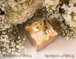 RINGTRÄGERBOXEN & KISSEN Klarer Gold-Acrylringbox Ringbox für die Hochzeitszeremonie 3 Ringe, Spiegel-Acryl Goldene Hochzeitsringbox für die Zeremonie, Boho Glam Hochzeitsringboxen, Luxuriöse Acryl Goldringbox doppelte individuelle Farben.11