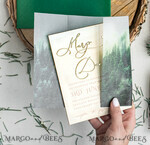 HOCHZEITS EINLADUNGEN Wald / Berge / Waldlandschaft Thema Wald Holz Hochzeits-Einladungssatz, moderne rustikale Hochzeitskarten, natürliche Holz Einladungen Set Hochzeitseinladungen, grüne Hochzeitseinladungen, neblige Wald frostige Hochzeitseinladungssuite, Kiefernhochzeitseinladung.20