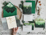 HOCHZEITS EINLADUNGEN Wald / Berge / Waldlandschaft Thema Wald Holz Hochzeits-Einladungssatz, moderne rustikale Hochzeitskarten, natürliche Holz Einladungen Set Hochzeitseinladungen, grüne Hochzeitseinladungen, neblige Wald frostige Hochzeitseinladungssuite, Kiefernhochzeitseinladung.20