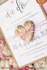 HOCHZEITS EINLADUNGEN Elegante Einladungen Klassische Karten Vintage Holzhochzeitskarten, elegante Birkenherz-Hochzeitseinladungen, maßgeschneiderte pinke Hochzeitseinladungen, handgemachte Hochzeitspapeterie.19