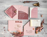 WEDDING INVITATIONS Elegant Invites Classic Cards Arch Plexi Glass Wedding Invitation suite, Blush Pink Golden Wedding Invitations with Rsvp Velvet Pocket, Acrylic Modern Wedding Cards18