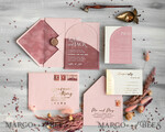 HOCHZEITS EINLADUNGEN Elegante Einladungen Klassische Karten Arch Plexiglas Hochzeitsinvitationsset, Blush Pink Goldene Hochzeitskarten mit RSVP Samtummantelung, Acryl Moderne Hochzeitskarten18