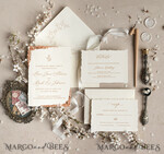 HOCHZEITS EINLADUNGEN Elegante Einladungen Klassische Karten Beeindruckende Hochzeitseinladungen, Luxuriöses Gold-Hochzeitseinladungsset, Elegantes Hochzeitseinladungspaket, Luxuriöse Hochzeitseinladungskarte, Goldene Deckled Edge Papier-Hochzeitseinladungen.9