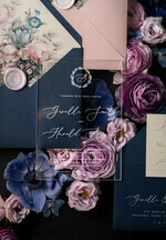 WEDDING INVITATIONS Elegant Invites Classic Cards Luxury Acrylic Plexi Wedding Invitations, Romantic Blush Pink Wedding Invites With Vellum Cover, Elegant Royal Navy Wedding Cards, Bespoke Floral Wedding Invitation Suite30