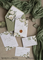 WEDDING INVITATIONS Elegant Invites Classic Cards Vintage Sage Green Wedding Invitations, Elegant Greenery Wedding Invites, Bespoke Vellum Wedding Invitation Suite, Minimalistic Green Wedding Cards10