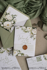 WEDDING INVITATIONS Elegant Invites Classic Cards Vintage Sage Green Wedding Invitations, Elegant Greenery Wedding Invites, Bespoke Vellum Wedding Invitation Suite, Minimalistic Green Wedding Cards10