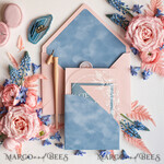 HOCHZEITS EINLADUNGEN Elegante Einladungen Klassische Karten Elegante Bogen-Acryl-Hochzeitskarten, Samt-Tasche in Hellblau, moderne Hochzeitskarten, zartrosa Eisblau, Plexi-Hochzeits-Einladungssuite, Bogen moderne Hochzeits-Einladungen.8