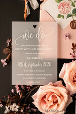 HOCHZEITS EINLADUNGEN Elegante Einladungen Klassische Karten Luxus Gefrorene Acryl Plexi Hochzeits Einladungen, Romantische Blush Pink Hochzeits Einladungen, Elegante Pfingstrose Hochzeitskarten, Minimalistische Hochzeitsstationery21