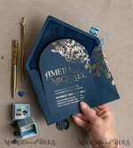 HOCHZEITS EINLADUNGEN Gold / Roségold / Silber / Glitzer Elegante Bogen-Hochzeitseinladungen Marineblau, Samt-Tasche Dunkelblau Gold Moderne Hochzeit, Hochzeitseinladungsset, Bogen-Samt-Taschen Einladungset16
