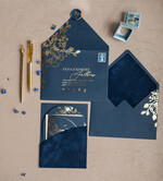 HOCHZEITS EINLADUNGEN Gold / Roségold / Silber / Glitzer Elegante Bogen-Hochzeitseinladungen Marineblau, Samt-Tasche Dunkelblau Gold Moderne Hochzeit, Hochzeitseinladungsset, Bogen-Samt-Taschen Einladungset16