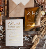 HOCHZEITS EINLADUNGEN Gold / Roségold / Silber / Glitzer Luxus Goldfolien-Hochzeitseinladungen, Plexi Glamour Hochzeitseinladungset, romantische Samthochzeitseinladungen, maßgeschneiderte goldene Hochzeitspapeterie9