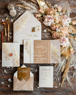 HOCHZEITS EINLADUNGEN Gold / Roségold / Silber / Glitzer Luxus Goldfolien-Hochzeitseinladungen, Plexi Glamour Hochzeitseinladungset, romantische Samthochzeitseinladungen, maßgeschneiderte goldene Hochzeitspapeterie9