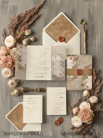 WEDDING INVITATIONS gold / rose gold / silver / glitter Elegant gold Beige Nude Wedding Invitations Luxury Golden Wedding Invitation Suite, Boho Chic Gold Wedding Cards Wax Seal Luxury set4