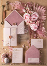 HOCHZEITS EINLADUNGEN Gold / Roségold / Silber / Glitzer Luxus Samt Hochzeitskarten, elegante Plexi Acryl Hochzeits Einladungen, glamouröse Blush Pink Hochzeitskarten, goldenes Glanz Hochzeits Einladungset.7