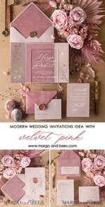 HOCHZEITS EINLADUNGEN Gold / Roségold / Silber / Glitzer Luxus Samt Hochzeitskarten, elegante Plexi Acryl Hochzeits Einladungen, glamouröse Blush Pink Hochzeitskarten, goldenes Glanz Hochzeits Einladungset.7