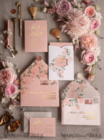 HOCHZEITS EINLADUNGEN Gold / Roségold / Silber / Glitzer Glamour Golden Shine Hochzeitseinladungsset, romantische blassrosa Hochzeitseinladungen, luxuriöse arabische Hochzeitskarten mit goldenen Quasten, elegante florale Hochzeitseinladungen.14