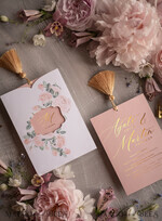 HOCHZEITS EINLADUNGEN Gold / Roségold / Silber / Glitzer Glamour Golden Shine Hochzeitseinladungsset, romantische blassrosa Hochzeitseinladungen, luxuriöse arabische Hochzeitskarten mit goldenen Quasten, elegante florale Hochzeitseinladungen.14