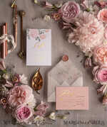 HOCHZEITS EINLADUNGEN Gold / Roségold / Silber / Glitzer Glamour Golden Shine Hochzeitseinladungsset, romantische blassrosa Hochzeitseinladungen, luxuriöse arabische Hochzeitskarten mit goldenen Quasten, elegante florale Hochzeitseinladungen.14