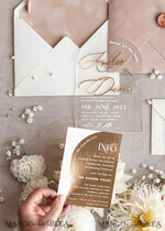 HOCHZEITS EINLADUNGEN Gold / Roségold / Silber / Glitzer Arch Golden Acryl-Hochzeitseinladungssuite, Samtbeige Hochzeitseinladungen, Glamour Plexiglas Hochzeitseinladungen34