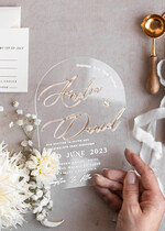 HOCHZEITS EINLADUNGEN Gold / Roségold / Silber / Glitzer Arch Golden Acryl-Hochzeitseinladungssuite, Samtbeige Hochzeitseinladungen, Glamour Plexiglas Hochzeitseinladungen34