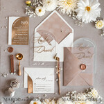 HOCHZEITS EINLADUNGEN Gold / Roségold / Silber / Glitzer Arch Golden Acryl-Hochzeitseinladungssuite, Samtbeige Hochzeitseinladungen, Glamour Plexiglas Hochzeitseinladungen34
