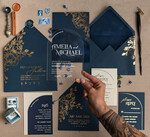 WEDDING INVITATIONS gold / rose gold / silver / glitter Navy Gold Arch Wedding invitations, Plexi Pocket Velvet Wedding Invitations, Dark Blue Gold Wedding Invitation Suite, Elegant  Wedding Cards33