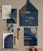 WEDDING INVITATIONS gold / rose gold / silver / glitter Navy Gold Arch Wedding invitations, Plexi Pocket Velvet Wedding Invitations, Dark Blue Gold Wedding Invitation Suite, Elegant  Wedding Cards33