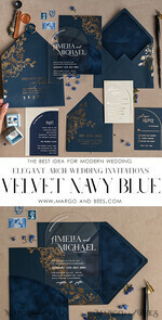 WEDDING INVITATIONS gold / rose gold / silver / glitter Navy Gold Arch Wedding invitations, Plexi Pocket Velvet Wedding Invitations, Dark Blue Gold Wedding Invitation Suite, Elegant  Wedding Cards33