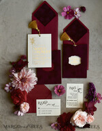 HOCHZEITS EINLADUNGEN Gold / Roségold / Silber / Glitzer Bordeaux Hochzeitseinladung, samtige burgunderrote und goldene Hochzeitseinladungen, königliche scharlachrote Hochzeitkarten11