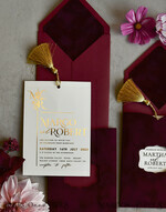 HOCHZEITS EINLADUNGEN Gold / Roségold / Silber / Glitzer Bordeaux Hochzeitseinladung, samtige burgunderrote und goldene Hochzeitseinladungen, königliche scharlachrote Hochzeitkarten11