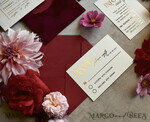 HOCHZEITS EINLADUNGEN Gold / Roségold / Silber / Glitzer Bordeaux Hochzeitseinladung, samtige burgunderrote und goldene Hochzeitseinladungen, königliche scharlachrote Hochzeitkarten11