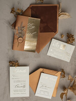 WEDDING INVITATIONS gold / rose gold / silver / glitter Fall Mirror gold Wedding Invitations, Elegant Terracotta Wedding Cards, Burnt orange Acrylic  Wedding Invites, Mirror Gold Plexi Wedding Invitation Suite16