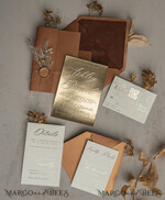 WEDDING INVITATIONS gold / rose gold / silver / glitter Fall Mirror gold Wedding Invitations, Elegant Terracotta Wedding Cards, Burnt orange Acrylic  Wedding Invites, Mirror Gold Plexi Wedding Invitation Suite16