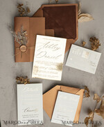 WEDDING INVITATIONS gold / rose gold / silver / glitter Fall Mirror gold Wedding Invitations, Elegant Terracotta Wedding Cards, Burnt orange Acrylic  Wedding Invites, Mirror Gold Plexi Wedding Invitation Suite16