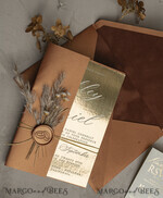 WEDDING INVITATIONS gold / rose gold / silver / glitter Fall Mirror gold Wedding Invitations, Elegant Terracotta Wedding Cards, Burnt orange Acrylic  Wedding Invites, Mirror Gold Plexi Wedding Invitation Suite16