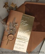 WEDDING INVITATIONS gold / rose gold / silver / glitter Fall Mirror gold Wedding Invitations, Elegant Terracotta Wedding Cards, Burnt orange Acrylic  Wedding Invites, Mirror Gold Plexi Wedding Invitation Suite16