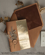 WEDDING INVITATIONS gold / rose gold / silver / glitter Fall Mirror gold Wedding Invitations, Elegant Terracotta Wedding Cards, Burnt orange Acrylic  Wedding Invites, Mirror Gold Plexi Wedding Invitation Suite16