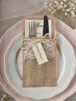 MENU & PROGRAMS rustic Burlap Silverware Holder With Burlap Twine, Rustic Lace table decor, Wedding Table Set, Table Setting, Burlap table decoration, Elegant Wedding Rustic Menu     3