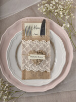MENU & PROGRAMS rustic Burlap Silverware Holder With Wooden Heart, Rustic Lace table decor, Wedding Table Set, Table Setting, Burlap table decoration, Wedding Rustic Menu4