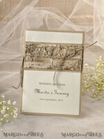 MENU & PROGRAMS rustic Rustic Wedding Program with Wooden Decoration, Barn Wedding Program, Eco Romantic Personalized Cards with Twine, Simple Ecru Wedding Program, Elegant Booklet Rustic Wedding Cards7