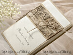 MENU & PROGRAMS rustic Rustic Wedding Program with Wooden Decoration, Barn Wedding Program, Eco Romantic Personalized Cards with Twine, Simple Ecru Wedding Program, Elegant Booklet Rustic Wedding Cards7